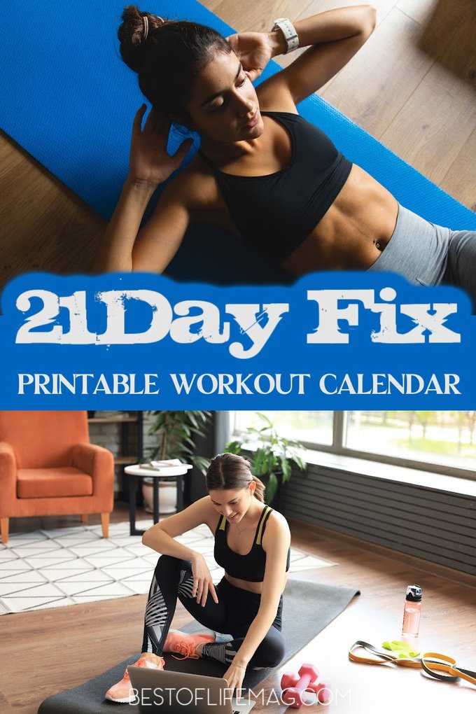 21 day fix calendar template