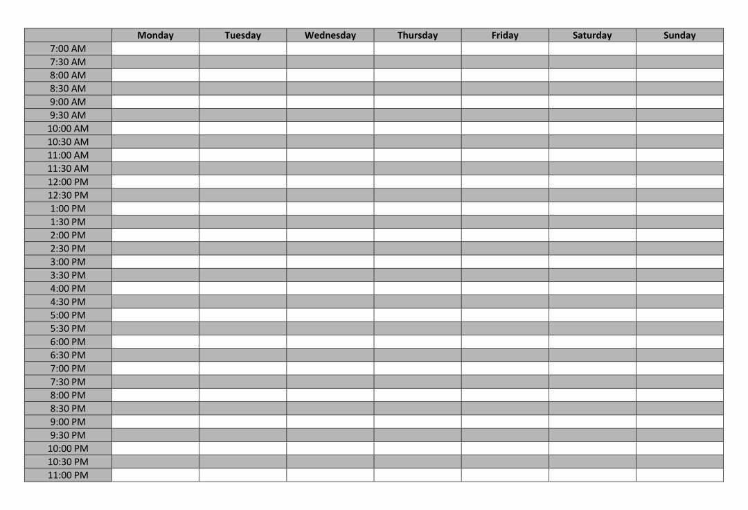 24 hour calendar template free