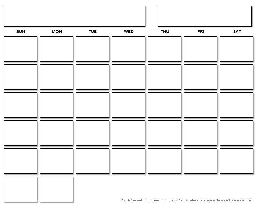 28 day calendar template