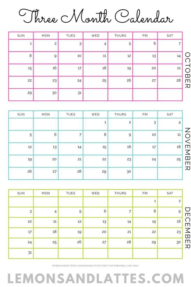 3 month planning calendar template