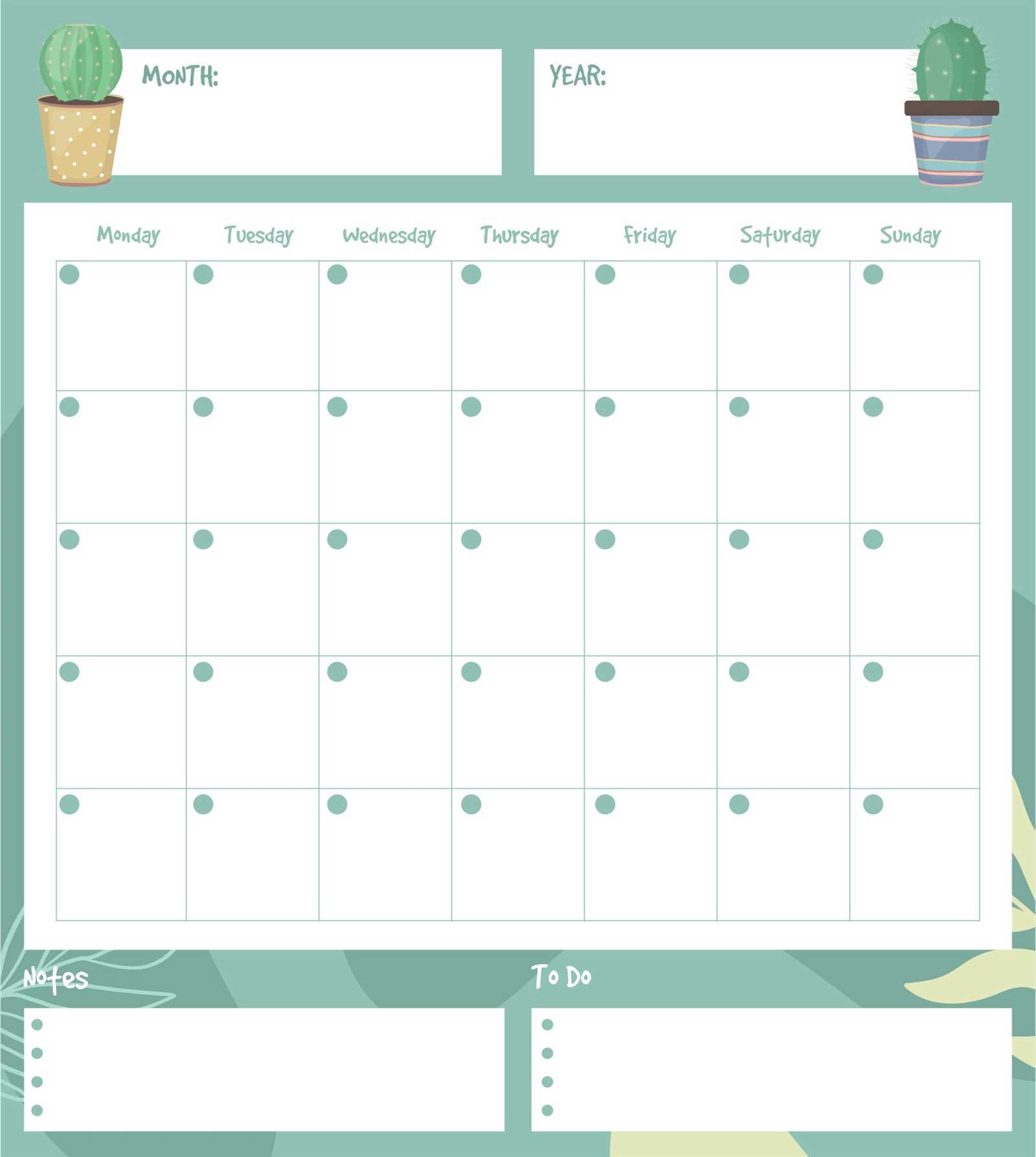 30 day blank calendar template