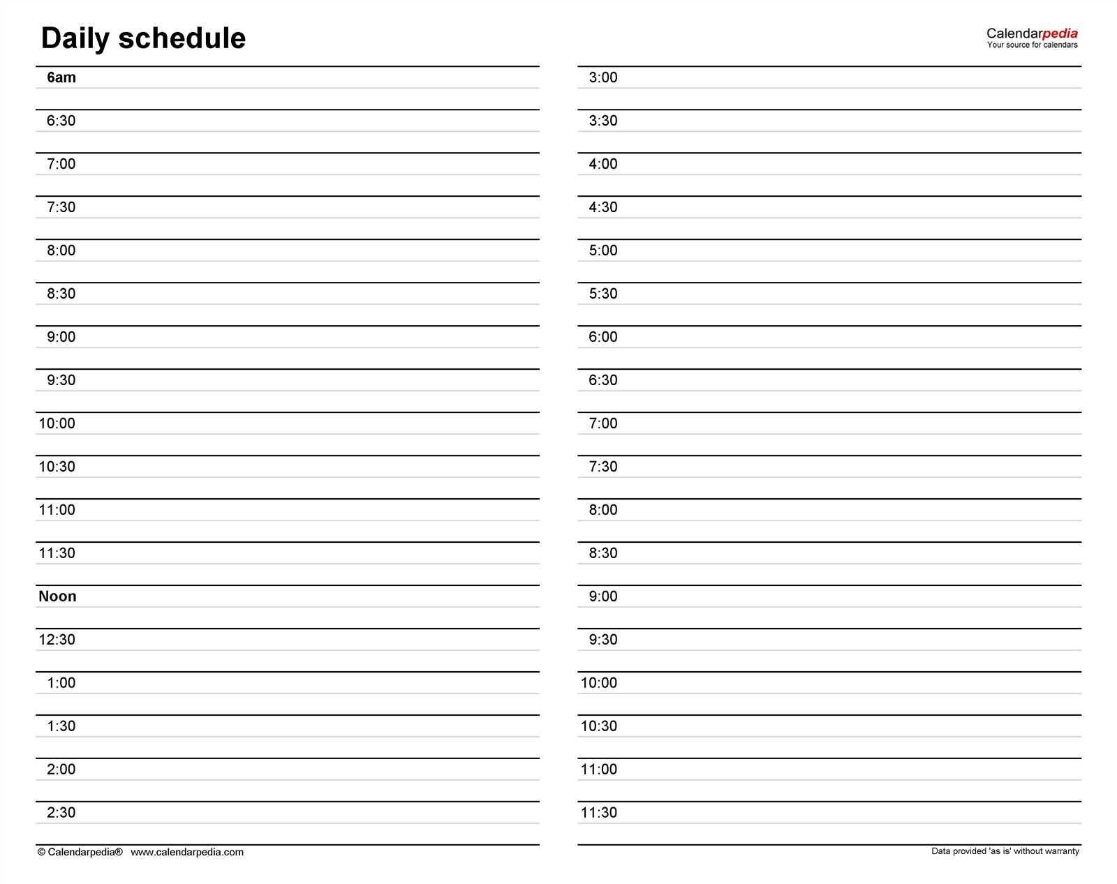 30 day calendar template free