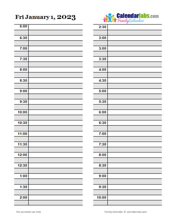 30 day calendar template free