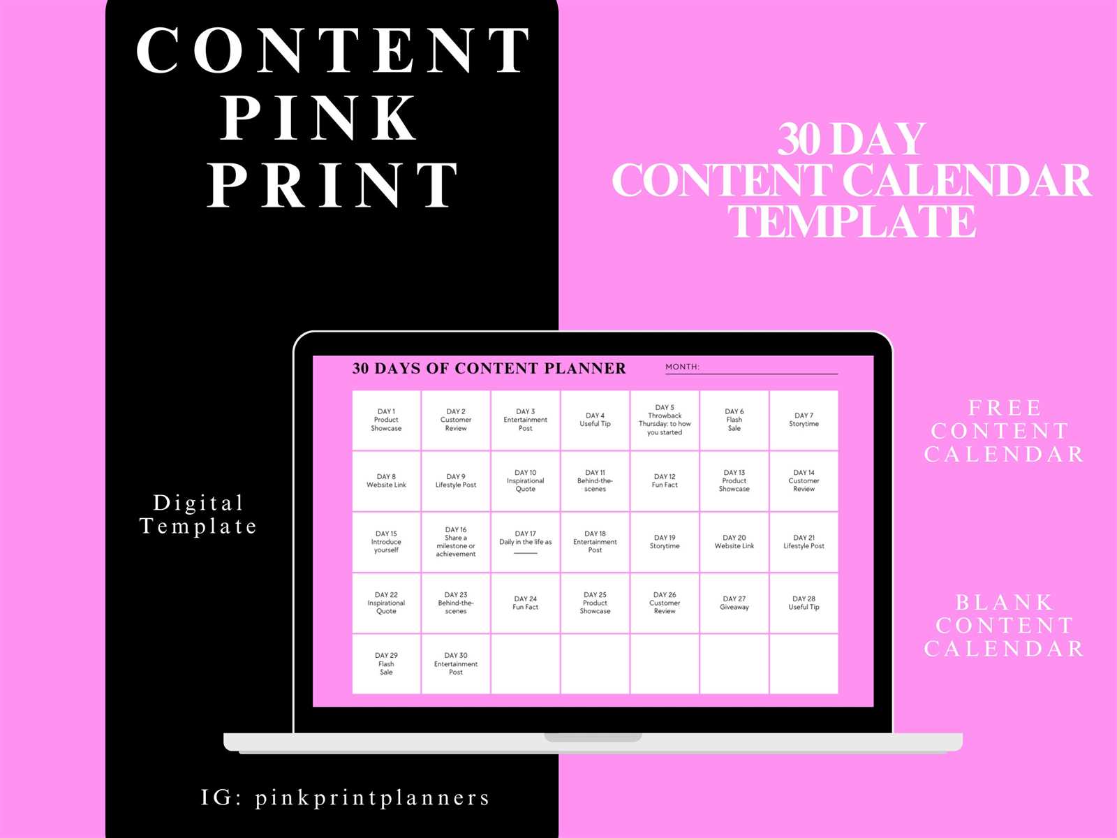 30 day calendar template free