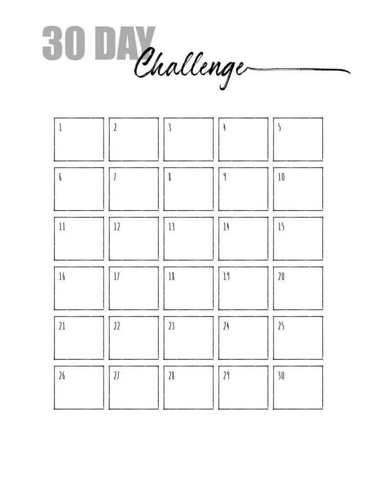 30 day challenge calendar template