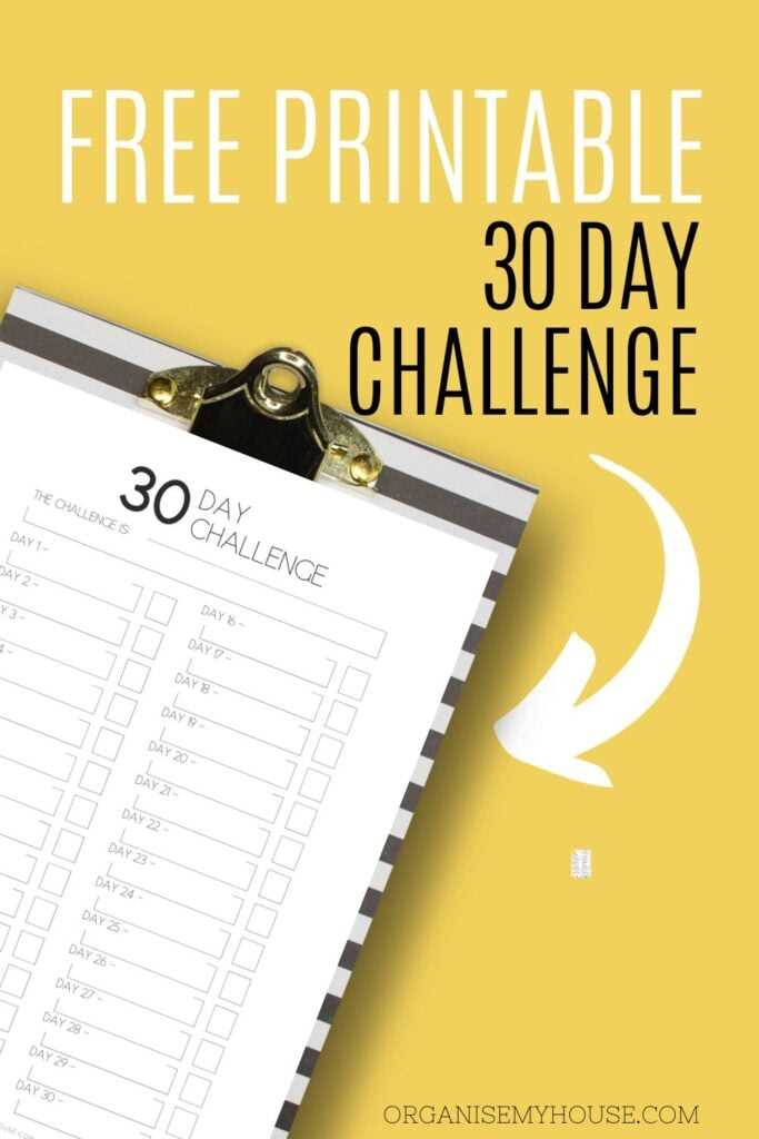 30 day challenge calendar template