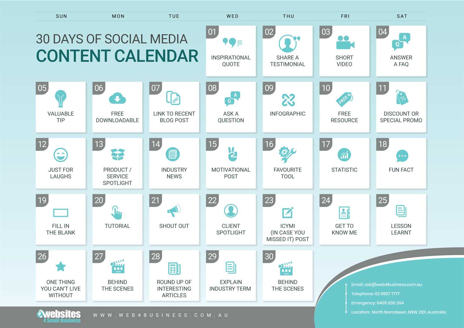 30 day content calendar template