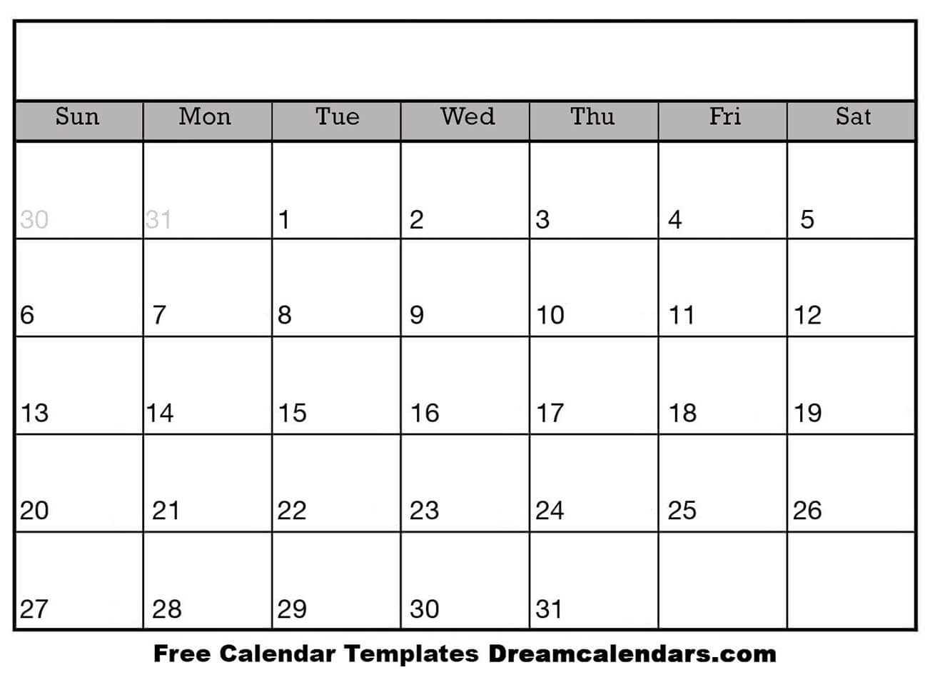 30 day blank calendar template