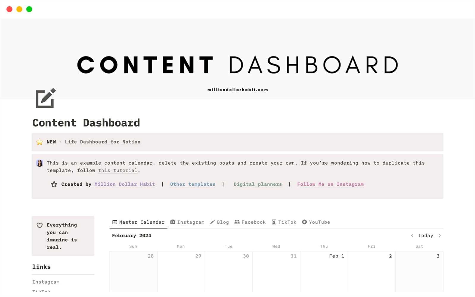 30 day content calendar template