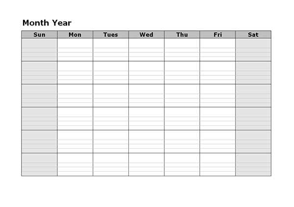 30 day template calendar