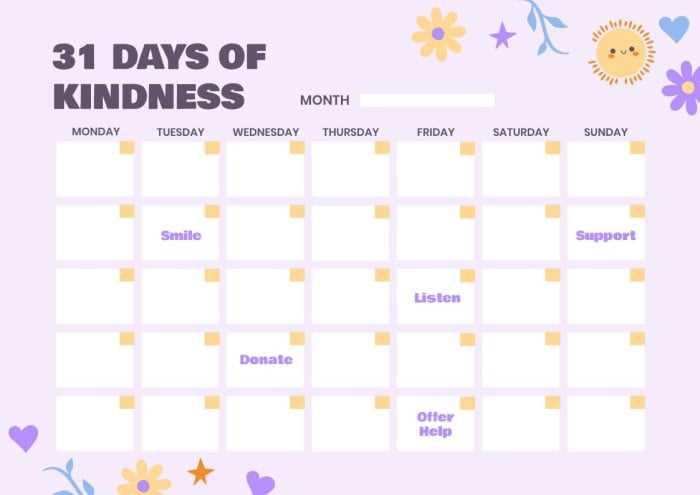 31 day calendar template