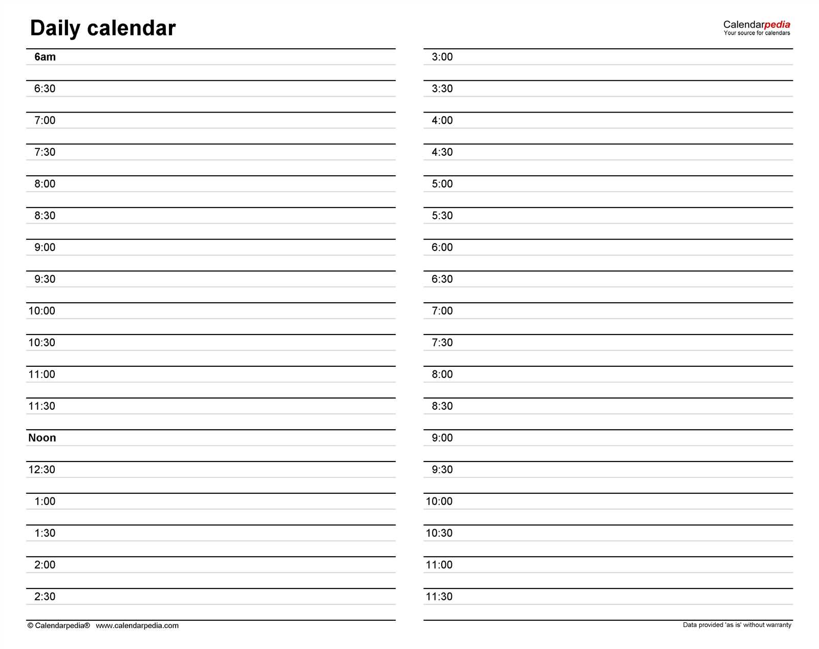 365 day calendar template