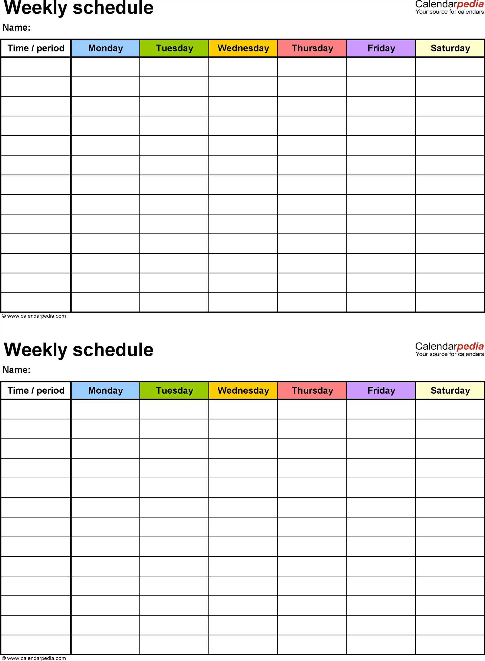 4 week calendar template