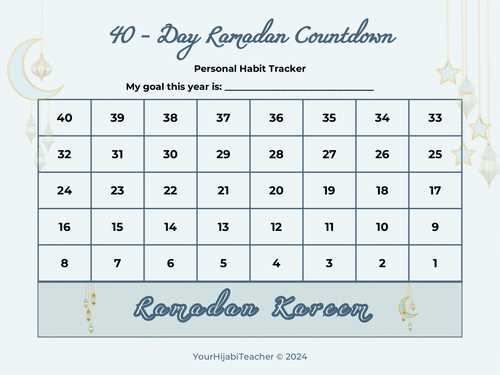 40 day calendar template