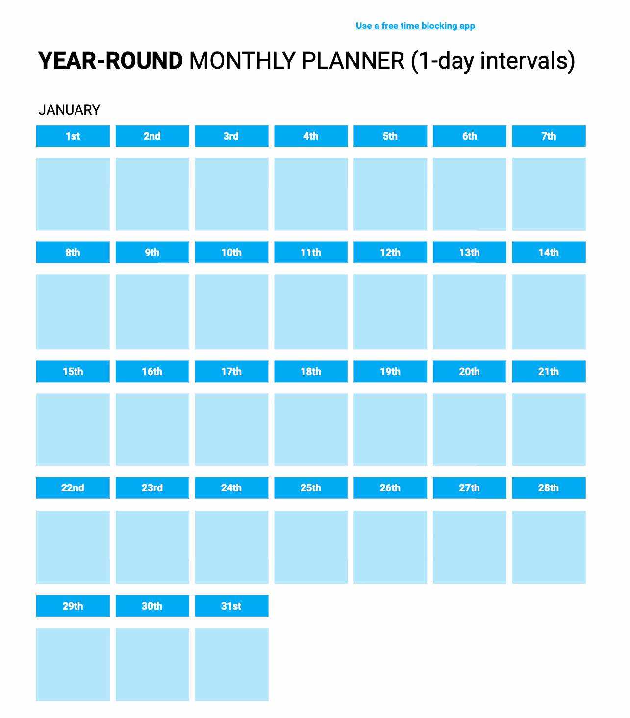 5 day calendar template