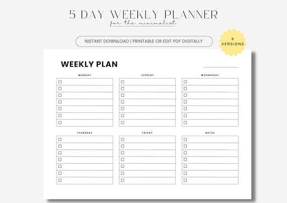 5 day calendar template