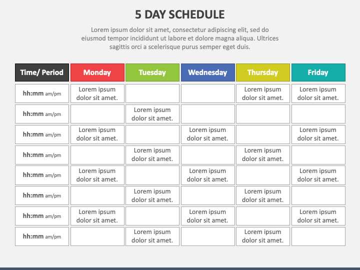 5 day calendar template