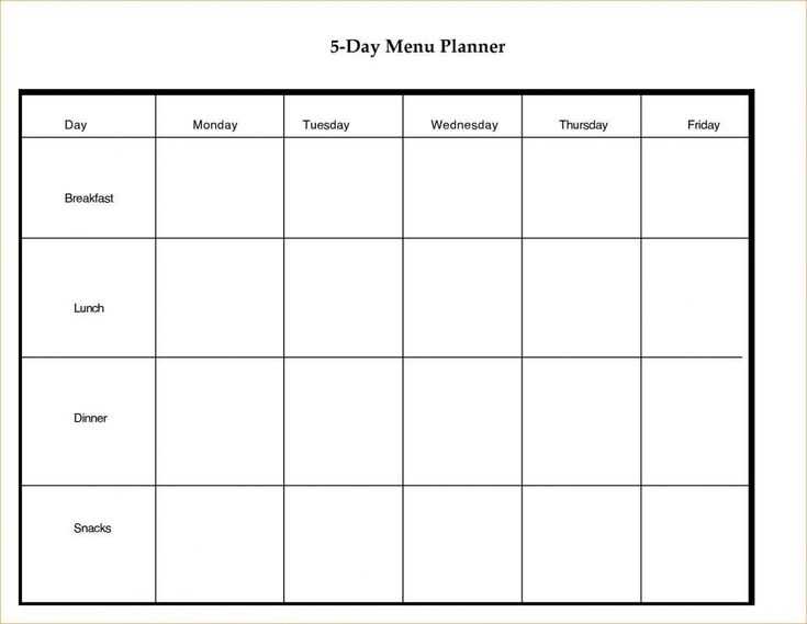 5 day week monthly calendar template