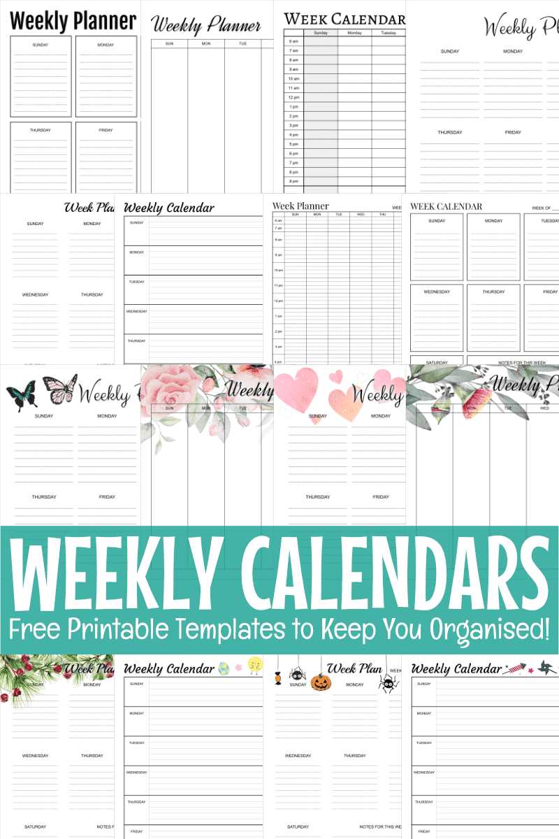 5 day work week calendar template