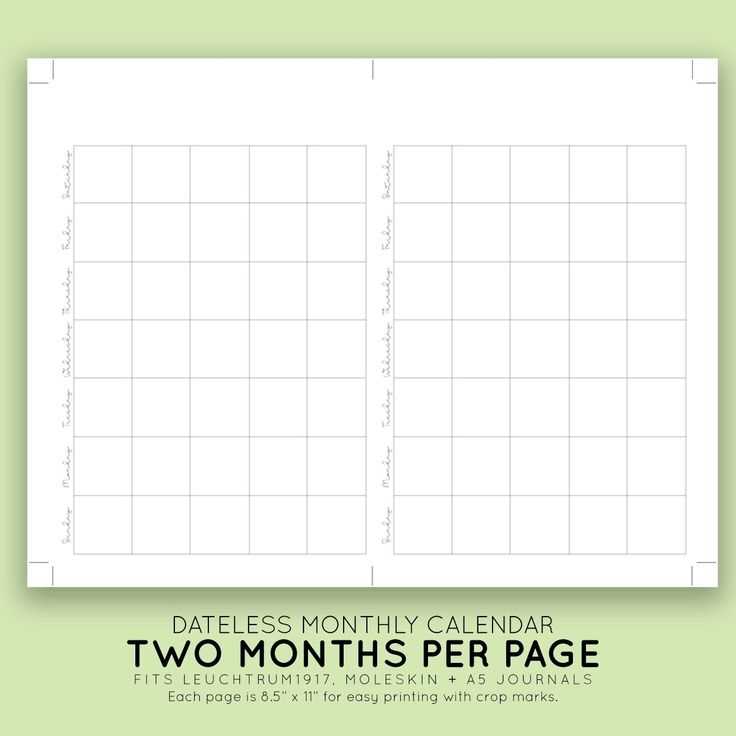 5.5 x 8.5 monthly calendar template