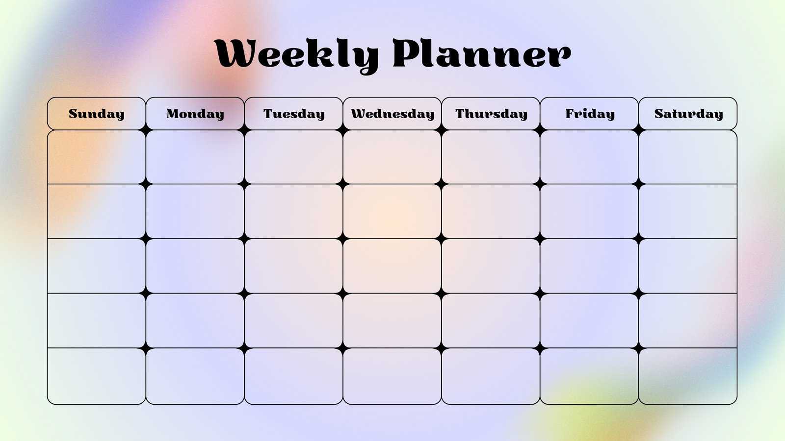 52 week calendar template