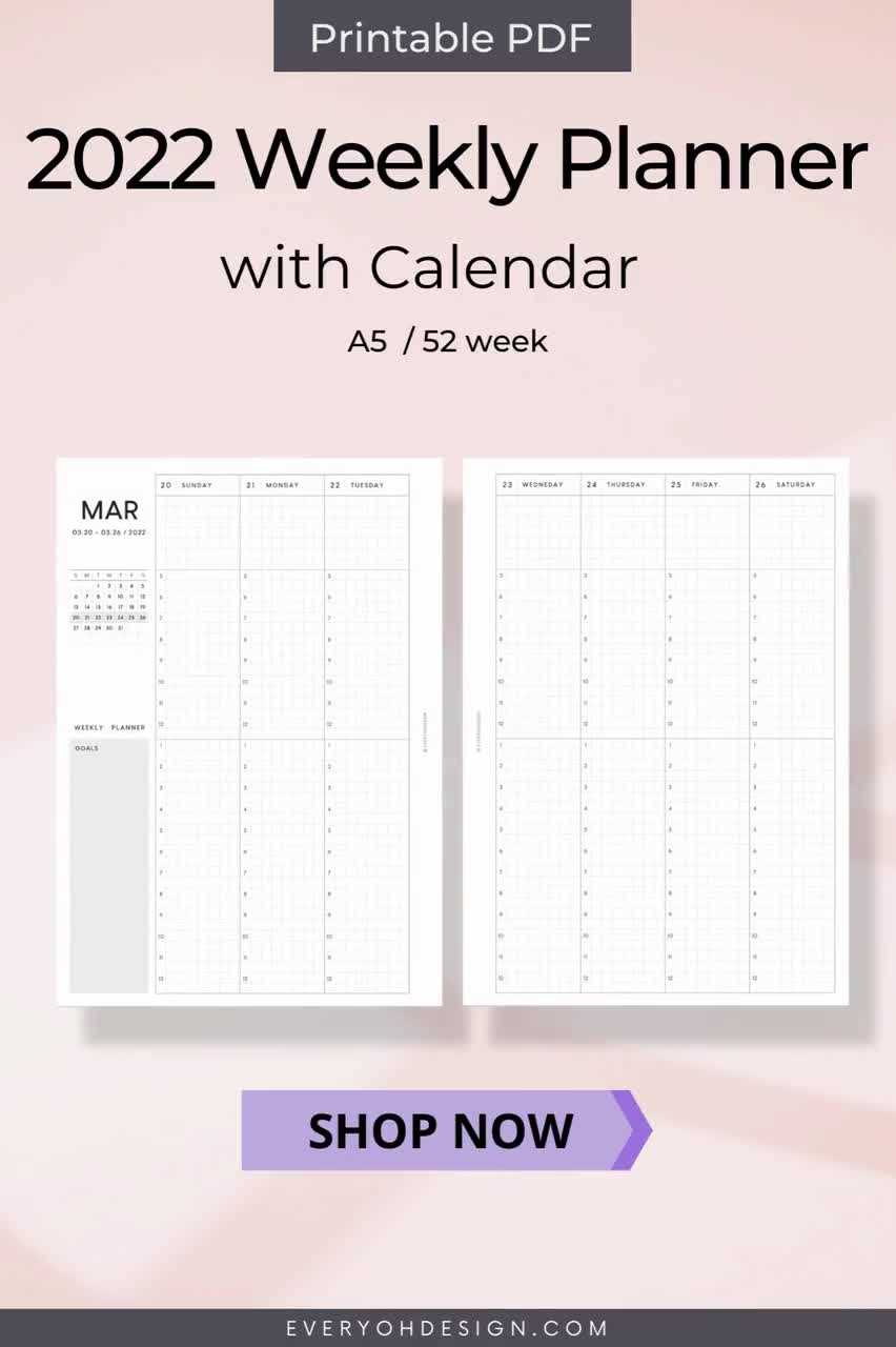 52 week calendar template