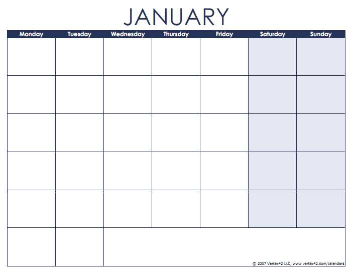 5x7 calendar template free