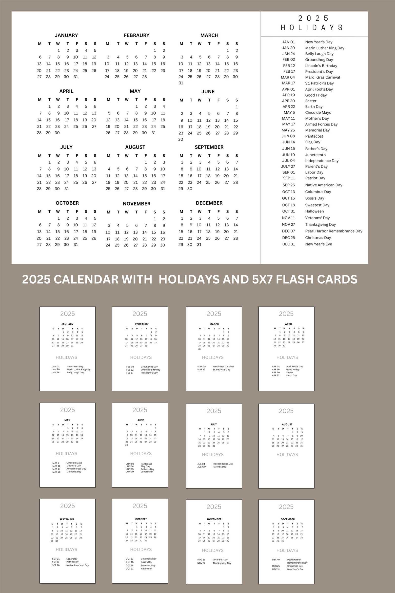 5x7 calendar template free