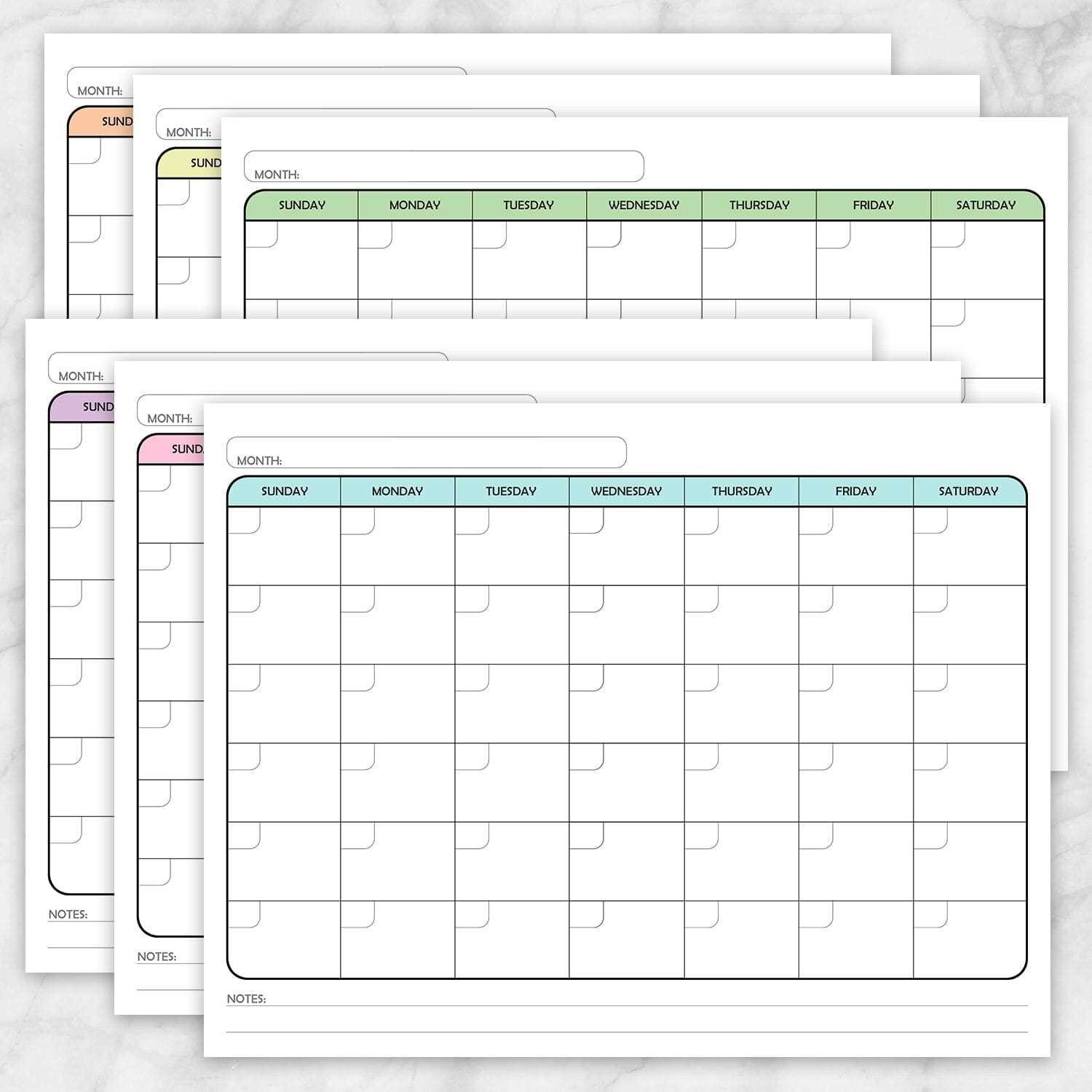 6 week blank calendar template