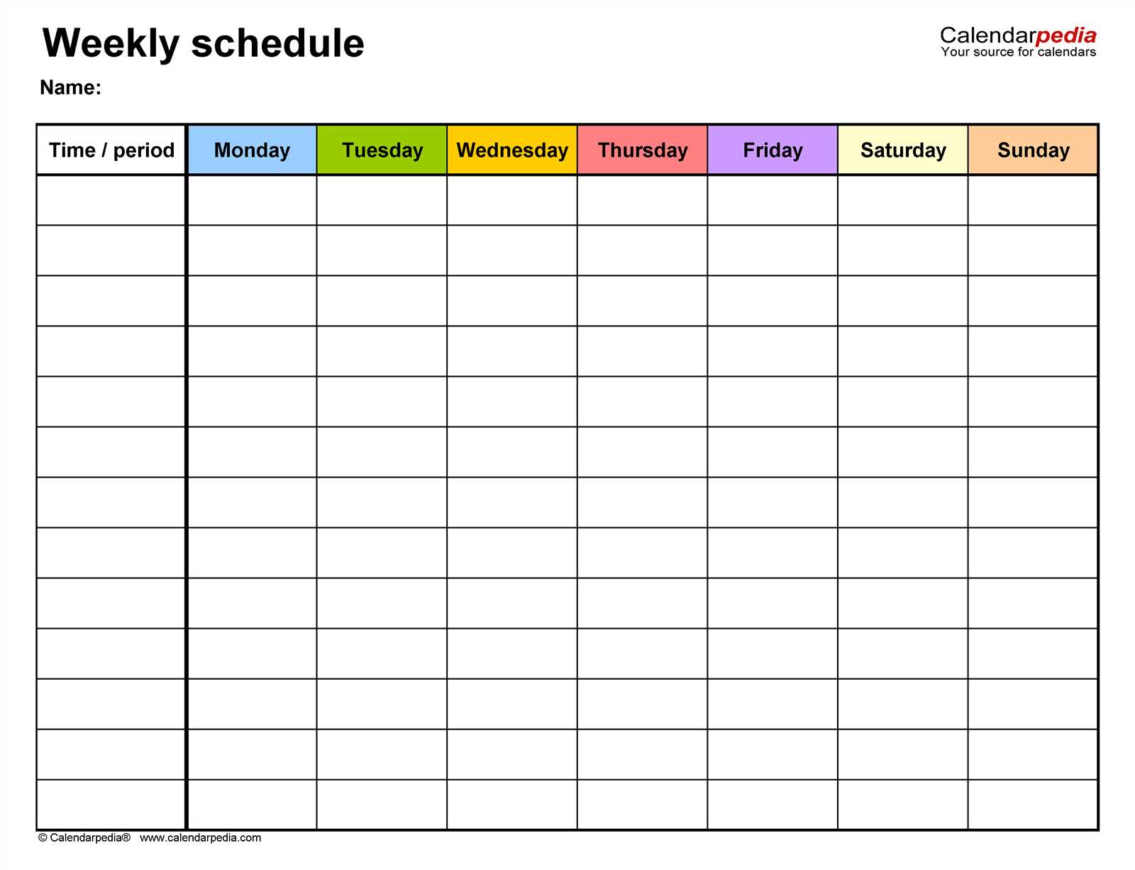 6 week calendar template