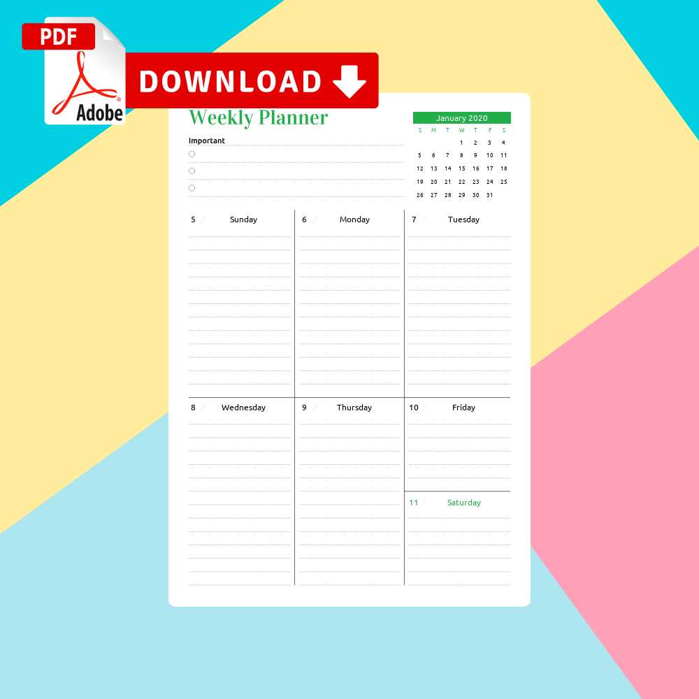 6 week calendar template