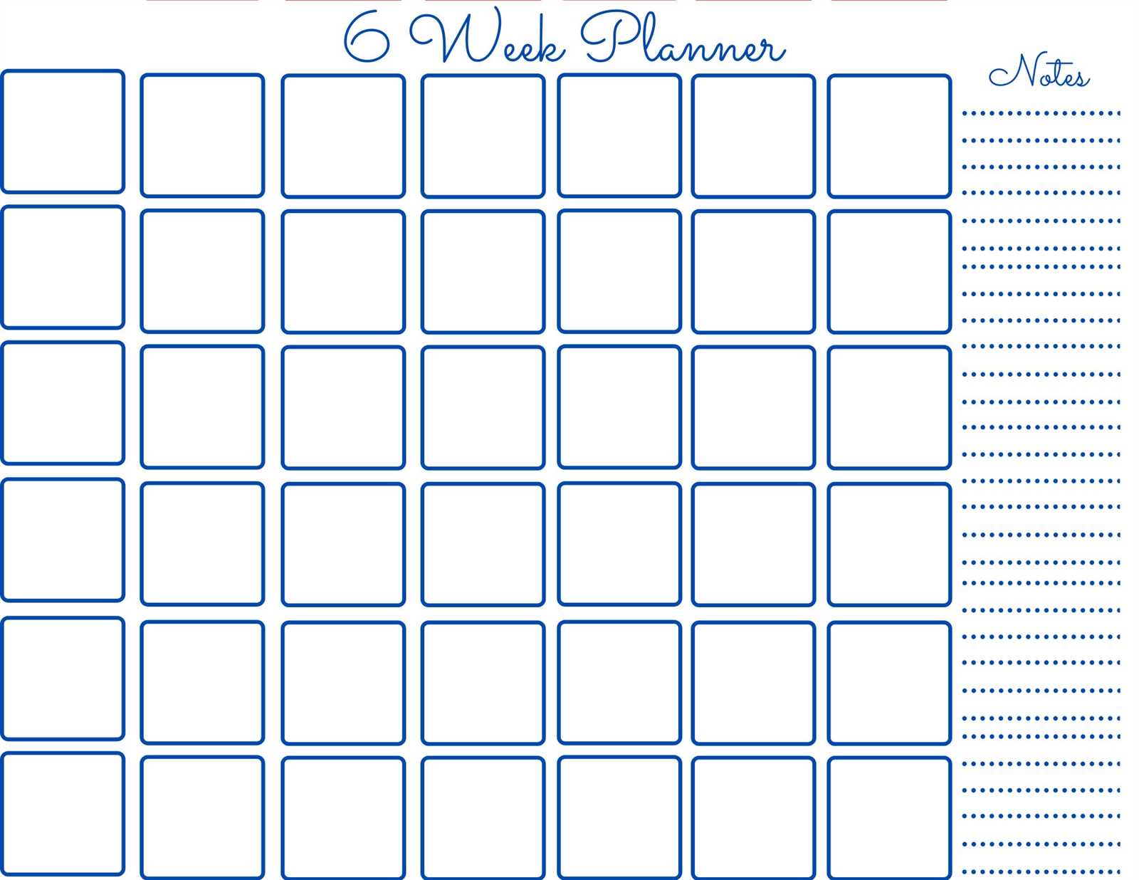 6 week calendar template