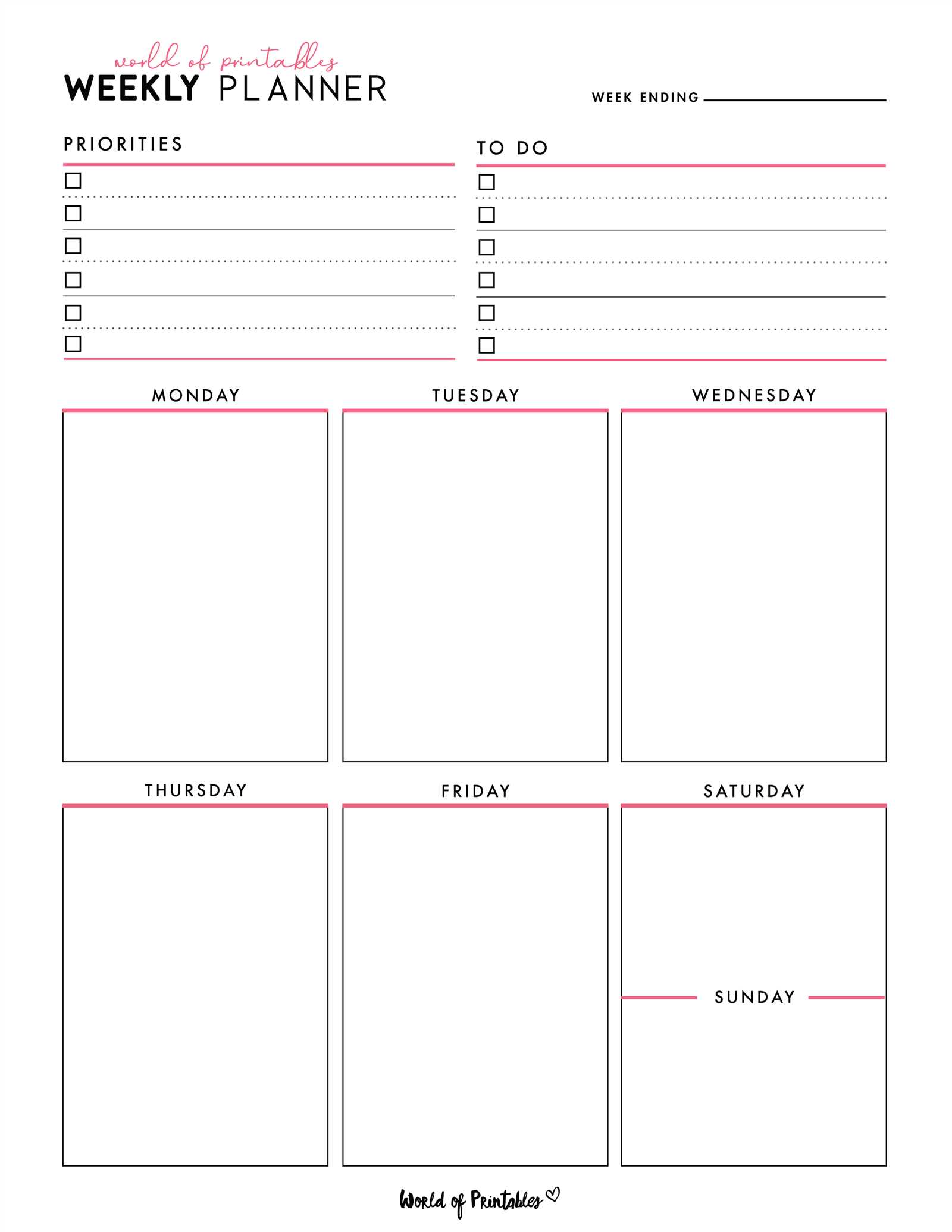 7 day calendar template free