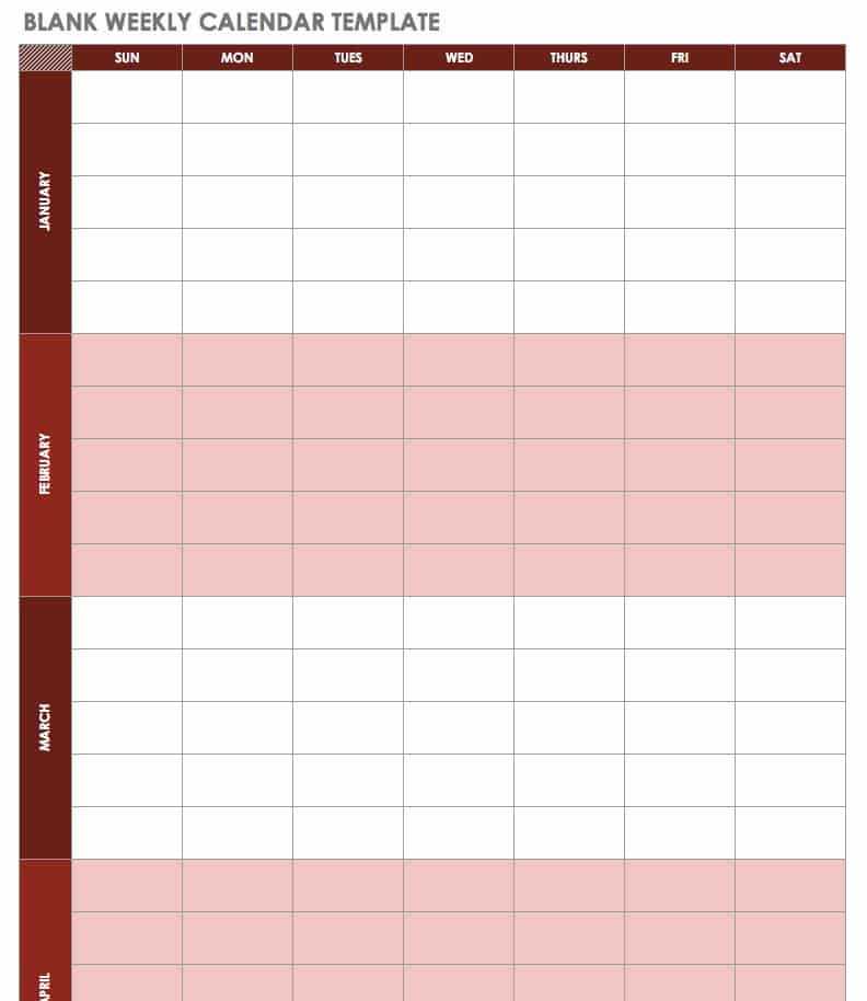 7 day weekly calendar template