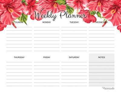 7 day calendar template