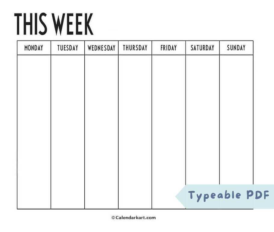 7 day calendar template free