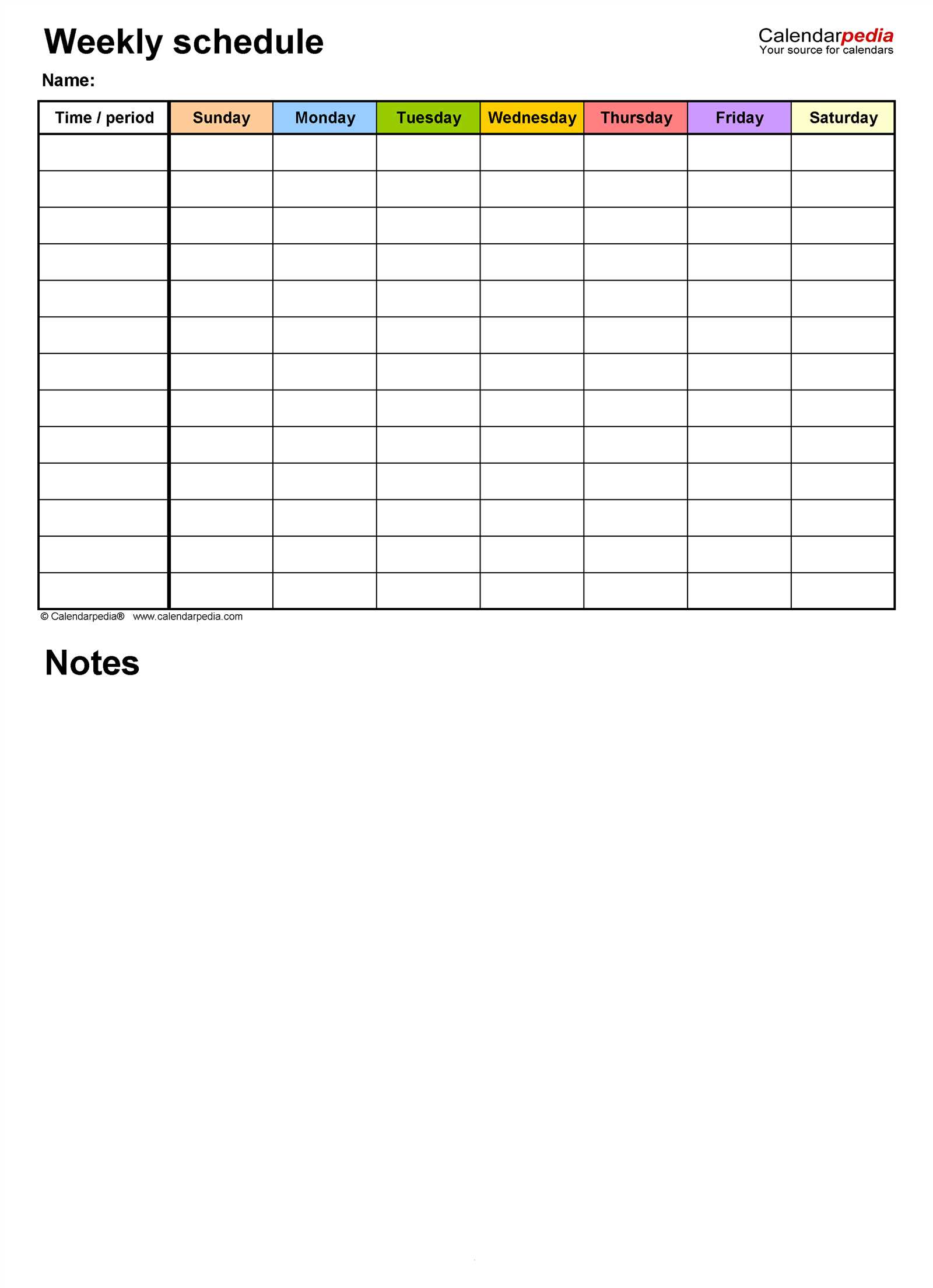 7 day calendar template free