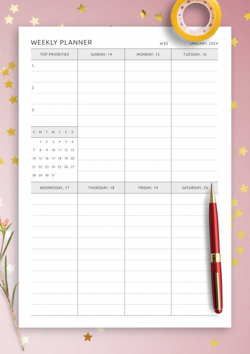 7 day calendar template