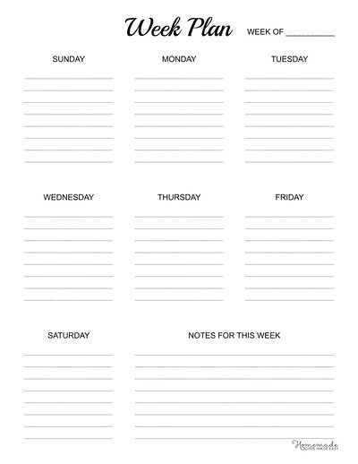 7 week calendar template