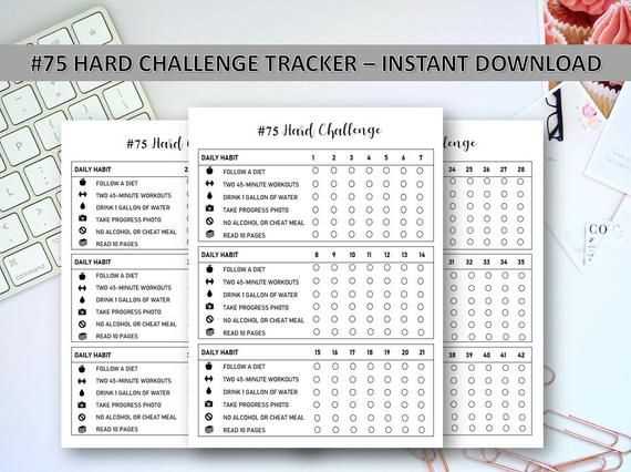 75 hard calendar template