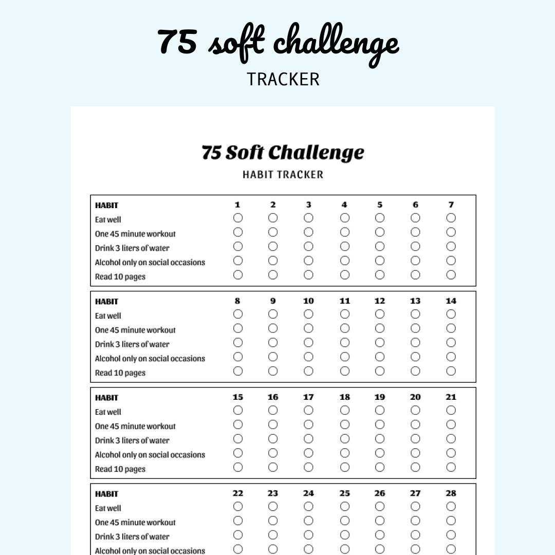 75 hard calendar template