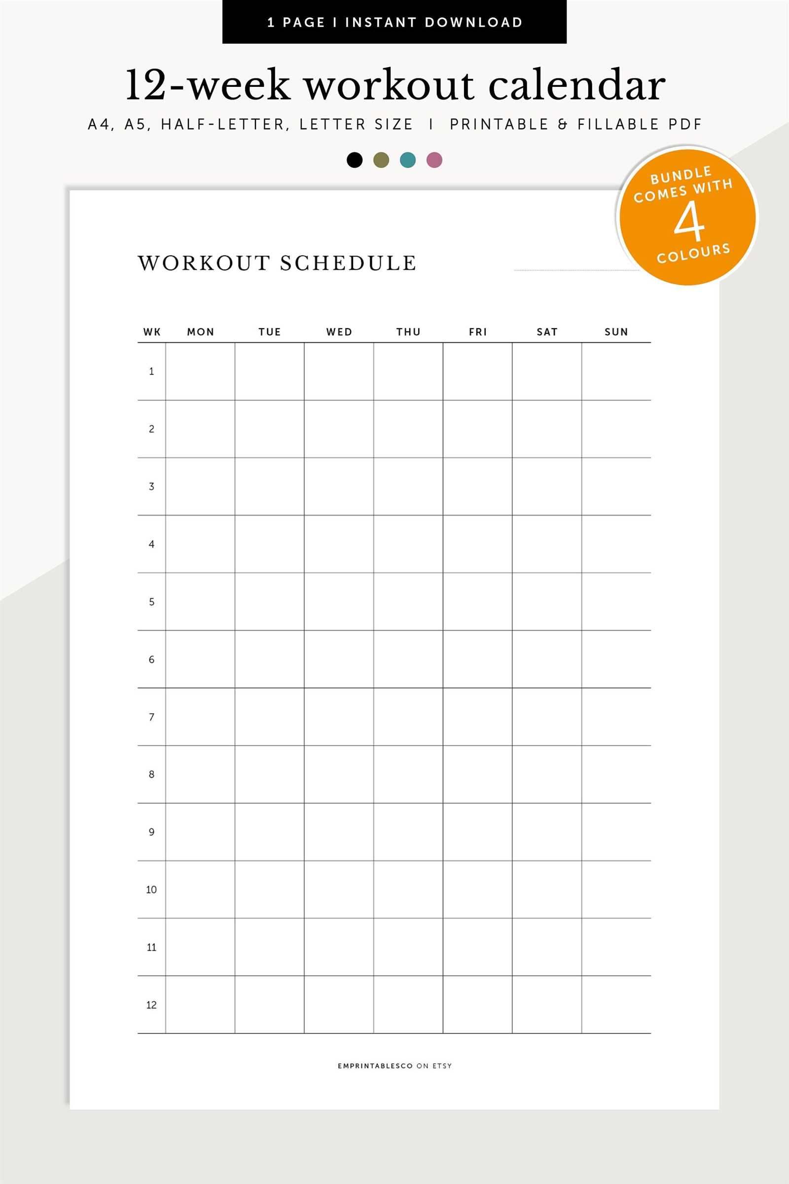 8 week calendar template