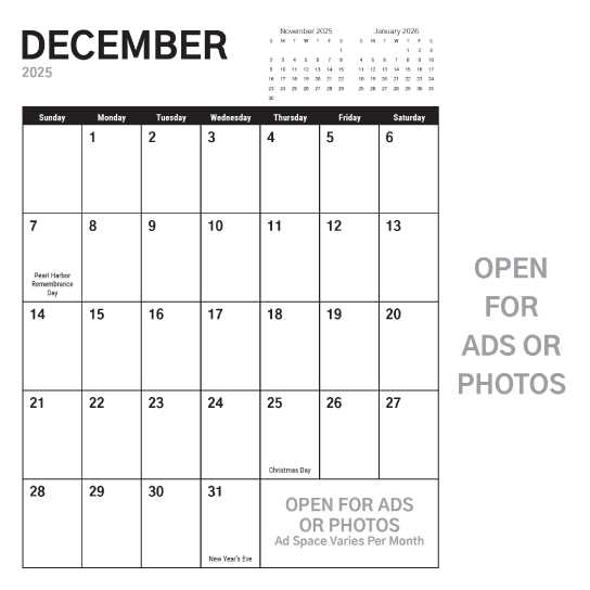 8 x 11 calendar template