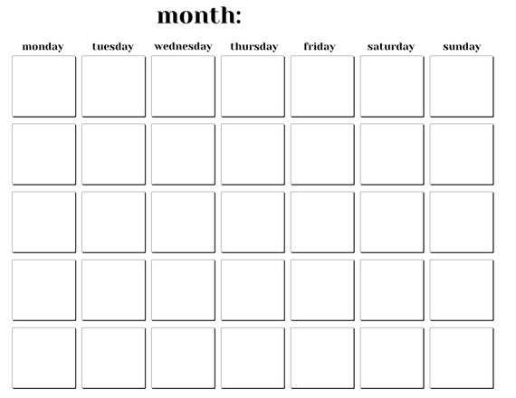 8.5 x 11 monthly calendar template