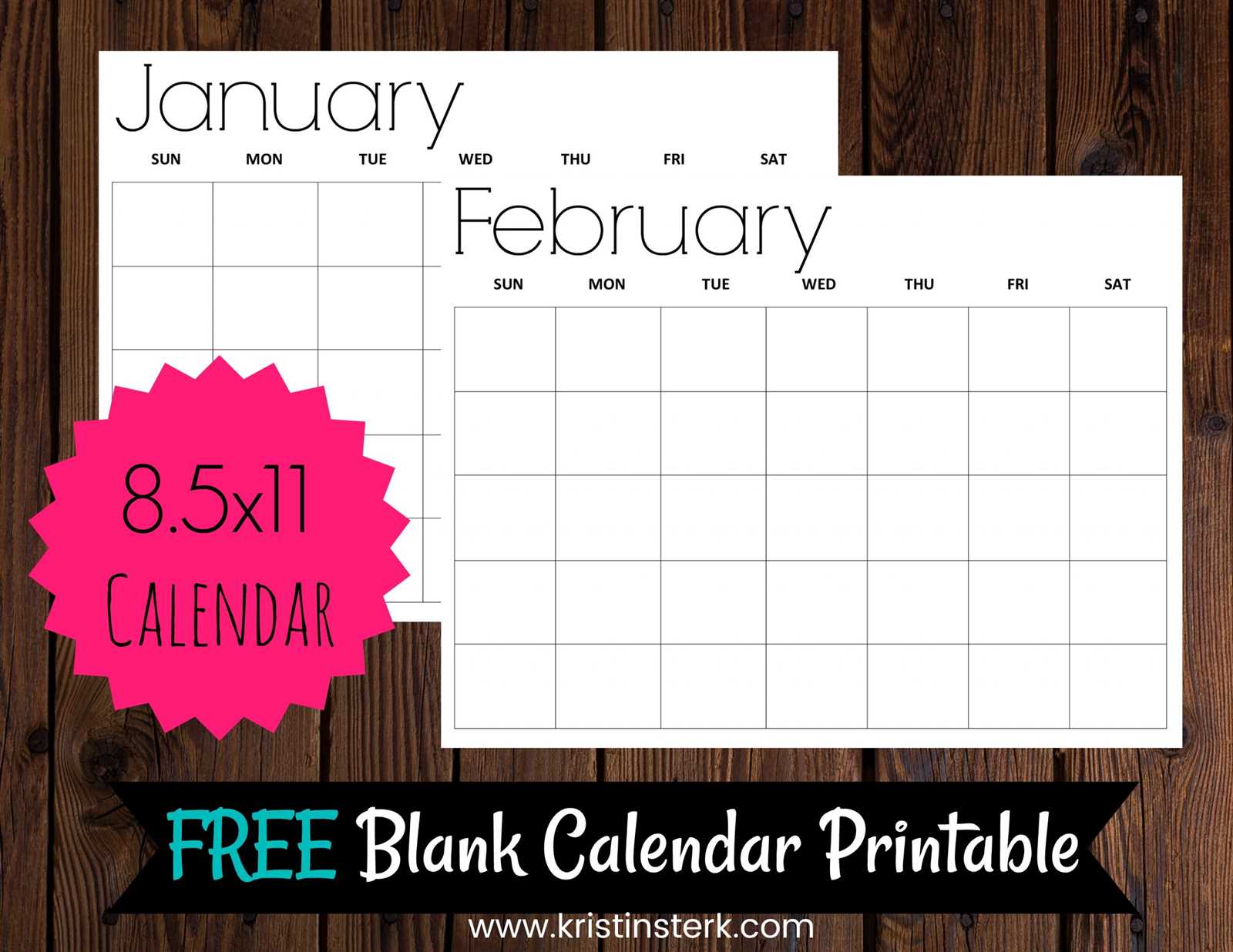 8.5 x 11 blank calendar template