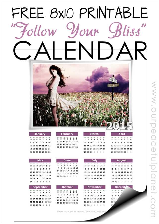 8x10 calendar template