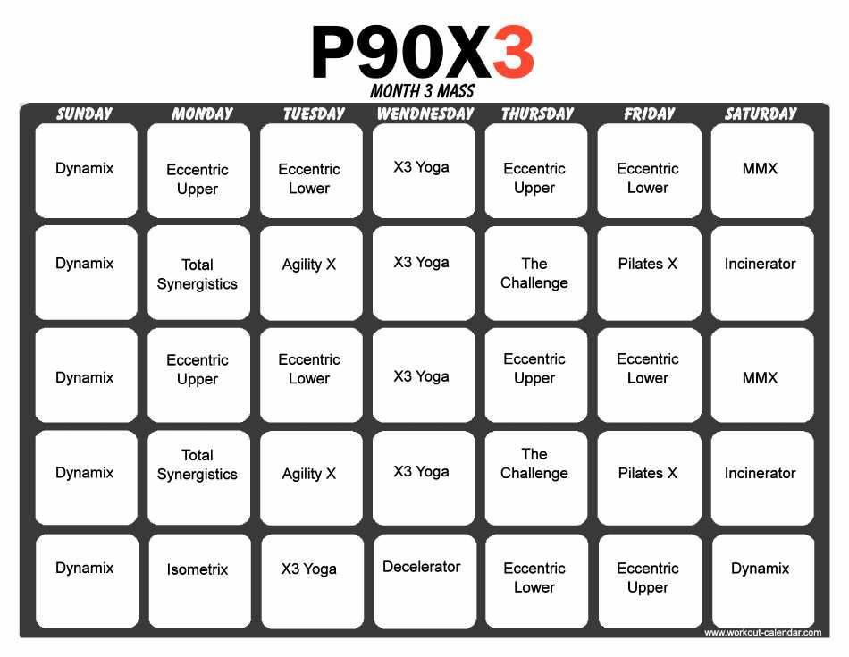 90 day workout calendar template