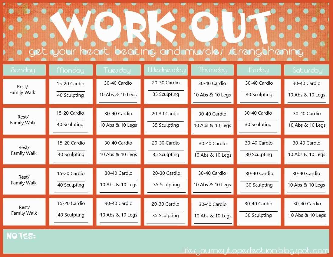 90 day workout calendar template