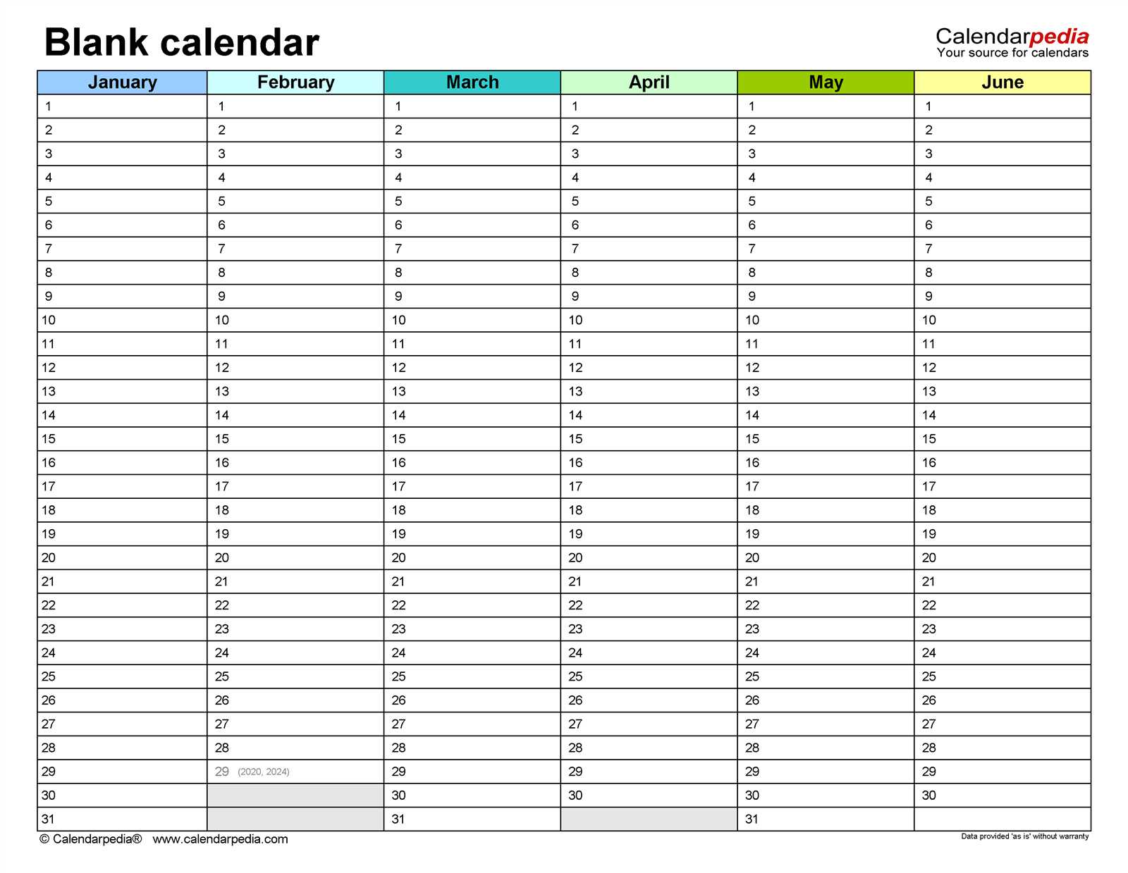 a4 blank calendar template