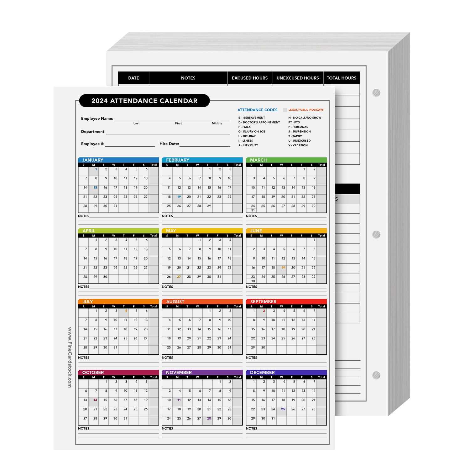 absentee calendar template